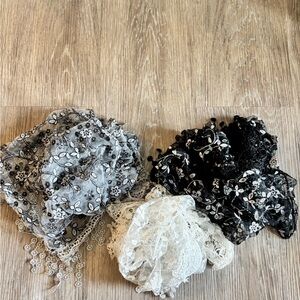 Floral Lace Fabric Bundle in Black, White, and Gray Lace Baby Wraps swaddle prop